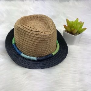Infant Straw Fedora Hat Multicolor Rope Detail
